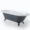 Bañera Exenta Tradicional Gris Piedra con Doble Respaldo con Patas de Color Negro - 1795mm x 785mm (Sin Agujeros para la Grifería) - Elton