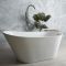 Bañera Exenta Moderna Blanca con Respaldo en Un Lateral - Disponible en Distintos Tamaños y con Selección de Rebosadeos en Distintos Acabados - Otterton
