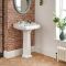 Lavabo con Pedestal Tradicional Realizado de Cerámica Blanca con 2 Agujeros para la Grifería - Regent