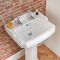Lavabo con Pedestal Tradicional Realizado de Cerámica Blanca con 2 Agujeros para la Grifería - Regent