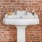 Lavabo con Pedestal Tradicional Realizado de Cerámica Blanca con 2 Agujeros para la Grifería - Regent