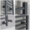 Radiador Toallero Mixto Antracita Plano - 1800mm x 600mm - incl. Elemento Eléctrico de 1000W, Pieza en Forma de T y Llaves - Artle