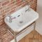 Lavabo Consola Tradicional en Cerámica con Diseño Elevado con Estructura en Acero Inoxidable - Richmond