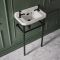 Lavabo Consola Tradicional Blanco y Negro de 515mm - (2 Agujeros para la Grifería) - Richmond