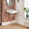 Lavabo Consola Tradicional de Cerámica de 560x450mm con Estructura de Acero Inoxidable (2 Agujeros) - Richmond