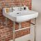 Lavabo Consola Tradicional de Cerámica de 560x450mm con Estructura de Acero Inoxidable (2 Agujeros) - Richmond