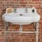 Lavabo Consola Tradicional de Cerámica de 560x450mm con Estructura de Acero Inoxidable (2 Agujeros) - Richmond