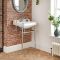 Lavabo Consola Tradicional  en Cerámica Monoforo 560x450mm con Estructura en Acero Inoxidable (1 Agujero) - Richmond