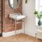 Lavabo Consola Retro de Cerámica 560x450mm con Estructura Inferior de Acero Inoxidable (3 Agujeros) - Richmond
