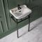 Lavabo Consola Tradicional Blanco y Negro de 500mm - (1 Agujero para la Grifería) - Richmond
