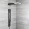 Panel de Ducha Empotrable Hidromasaje Minimalista con Alcachofa a Lluvia y Cascada - Gris Metalizado - Océanie