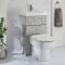Conjunto de Baño de Color Gris Hormigón Completo con Mueble de Lavabo y WC Integrado con Inodoro Exton - 500mm x 830mm - Botón de Descarga Cromado - Cluo