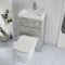 Conjunto de Baño de Color Gris Hormigón Completo con Mueble de Lavabo y WC Integrado con Inodoro Exton - 500mm x 830mm - Botón de Descarga Cromado - Cluo