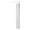 Mampara de Ducha Walk In con Vidrio Acanalado con Perfil Cromado y Panel Lateral con Plato de Ducha Efecto Piedra Pizarra - Disponible en Distintas Medidas y con Opción de Panel Antisalpicaduras