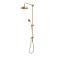 Conjunto de Ducha Completo con Mezclador de Ducha Termostático Tradicional con Columna con Barra de Ducha Deslizante, Alcachofa de Ducha y Telefonillo (2 Salidas) - Oro Satinado - Elizabeth