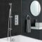 Conjunto de Ducha Cromado Moderno con Mezclador de Ducha Termostático Redondo Triple de 2 Funciones con Barra de Ducha Deslizante y Llenador de Bañera - Como