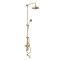 Conjunto de Ducha Completo con Mezclador de Ducha Termostático Tradicional Expuesto con Columna de Ducha, Alcachofa de Ducha, Telefonillo y Llenador de Bañera (3 Salidas) - Oro Satinado - Elizabeth
