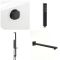 Conjunto de Ducha Termostático Negro con Desviador, Alcachofa, Barra de Ducha Deslizante con Telefonillo de Ducha y Llenador de Bañera para Rebosadero (3 Salidas) - Preto