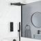 Conjunto de Ducha Termostático Negro con Desviador, Alcachofa, Telefonillo de Ducha y Llenador de Bañera para Rebosadero (3 Salidas) - Preto