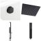 Conjunto de Ducha Termostático Negro con Desviador, Alcachofa de Ducha Empotrable, Barra de Ducha Deslizante con Telefonillo de Ducha y Llenador de Bañera para Rebosadero  (3 Salidas) - Preto