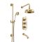 Conjunto de Ducha Tradicional Completo con Mezclador de Ducha Termostático con Desviador, Alcachofa de Ducha, Llenador de Bañera y Barra de Ducha Deslizante (3 Salidas) - Oro Satinado - Elizabeth