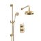 Conjunto de Ducha Tradicional Completo con Mezclador de Ducha Termostático con Desviador, Alcachofa de Ducha, Telefonillo de Ducha y Barra de Ducha Deslizante  (2 Salidas) - Oro Satinado - Elizabeth