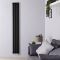Radiador de Diseño Eléctrico Vertical (Panel Doble) Negro Mate de  1780mm x 236mm con Elemento Eléctrico Wi-Fi de 1200W - Revive