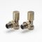 Kit para Radiadores con Llaves Modernas Angulares y Kit Cubre Tubos - Oro Cepillado