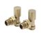 Par de Llaves Angulares de Color Oro Satinado para Radiador y Radiador Toallero para Tubos de Cobre de 15mm