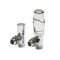 Par de Llaves Termostáticas Con Cabezal Cromado para Radiador y Toallero con Adaptadores para Tubos de Cobre de 15mm