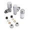 Par de Llaves Termostáticas Con Cabezal Blanco para Radiador y Toallero con Adaptadores para Tubos de Cobre de 14mm