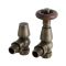 Par de Llaves Termostáticas Angulares Acabado Latón Antiguo para Radiador y Radiador Toallero para Tubos de Cobre de 15mm - Regent