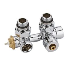 Llaves Angulares Termostáticas Cromadas para Radiador con Adaptador de Conexión Central - Multicapa 14mm – Multiblock H