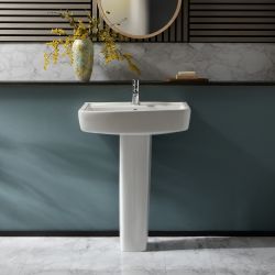 Lavabo Monoforo de 600mm Completo con Pedestal - Sandford