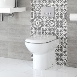 Inodoro Moderno Curvo Adosado a Pared con Tapa con Cierre Amortiguado - Ashbury
