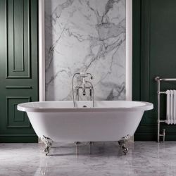 Bañera Acrílica Exenta en Estilo Antiguo con Doble Respaldo - 1780mm x 825mm - Patas Disponibles en Distintos Acabados - Legend