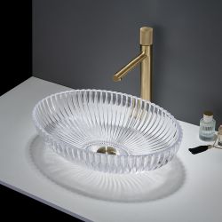 Lavabo Sobre Encimera Oval en Vidrio Cristal - 510 x 350mm (Sin Agujeros para la Grifería) - Disponible en Distintos Acabados - Kenton