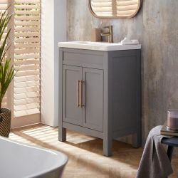 Mueble de Lavabo de 600mm con Lavabo Integrado - Disponible con Manijas en Distintos Estilos y Acabados - Warwick