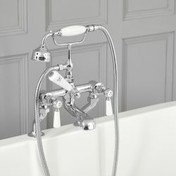  Grifo Mezclador para Bañera Tradicional conTelefonillo y Manijas a Palanca Disponible en Distintos Acabados - Elizabeth