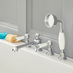 Grifo Mezclador para Bañera de 4 Agujeros Estilo Tradicional Manijas a Palanca Disponible en Distintos Acabados - Elizabeth