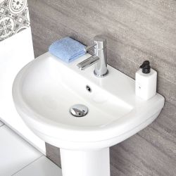 Conjunto para Baño Completo con Inodoro Adosado y Lavabo con Pedestal - Covelly