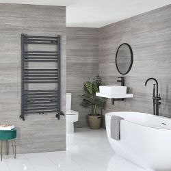 Radiador Toallero Mixto Antracita Plano - incl. Elemento Eléctrico, Pieza en Forma y Llaves - Disponible en Distintas Medidas - Neva