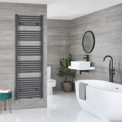 Radiador Toallero Mixto Antracita Plano - incl. Elemento Eléctrico, Pieza en Forma y Llaves - Disponible en Distintas Medidas -  Neva