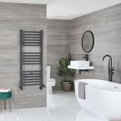 Radiador Toallero Mixto Antracita Plano - incl. Elemento Eléctrico, Pieza en Forma y Llaves - Disponible en Distintas Medidas - Artle