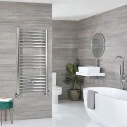 Radiador Toallero Mixto Cromado Plano - incl. Elemento Eléctrico, Pieza en Forma y Llaves - Disponible en Distintas Medidas -  Kent