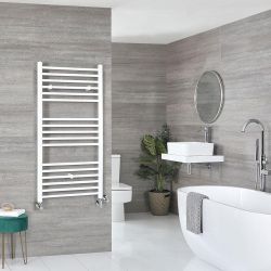 Radiador Toallero Mixto Blanco Plano - incl. Elemento Eléctrico, Pieza en Forma y Llaves - Disponible en Distintas Medidas -  Ive