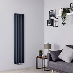 Hudson Reed Revive - Radiador de Diseño en Aluminio Vertical (Panel Doble - Conexión Central ) - Disponible en Distintas Anchuras - Antracita