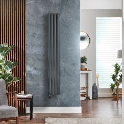 Radiador de Diseño Eléctrico Vertical Antracita - Disponible en Distintos Tamaños y Termostato Wi-Fi - con Opción de Enchufe o de Conexión a la Red Eléctrica - Revive Slim - Fabricado por ECOSO de Hudson Reed