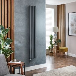  Radiador de Diseño Eléctrico Vertical Antracita - Disponible en Distintos Tamaños y Termostato Wi-Fi - con Opción de Enchufe o de Conexión a la Red Eléctrica - Revive Slim - Fabricado por ECOSO de Hudson Reed