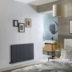 Radiador de Diseño Eléctrico Horizontal Antracita - Altura de 635mm - Disponible en Distintos Tamaños y Termostato Wi-Fi - con Opción de Enchufe o de Conexión a la Red Eléctrica - Sloane Fabricado por ECOSO de Hudson Reed